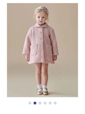 Children's Pink Wool Blend Coat with Patch Pockets
